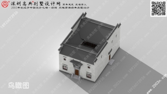 中式别墅外观效果图首层188平方米图纸编号A382