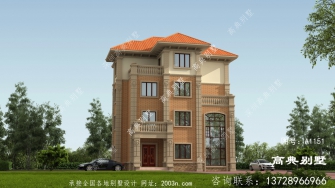欧式古典欧式石材三层别墅自建房设计图