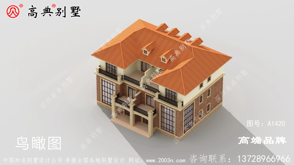 乡村三层双拼别墅的设计立面清新独特，布局丰富